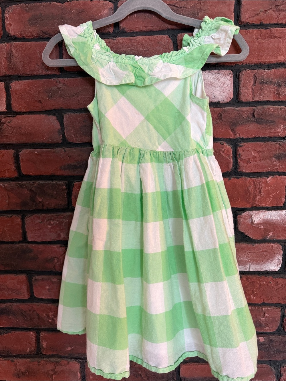 Cat & Jack Green and White Gingham Ruffle-Trim Sundress